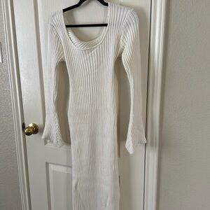 12th Tribe Flared Long Sleeve Sweater Dresss